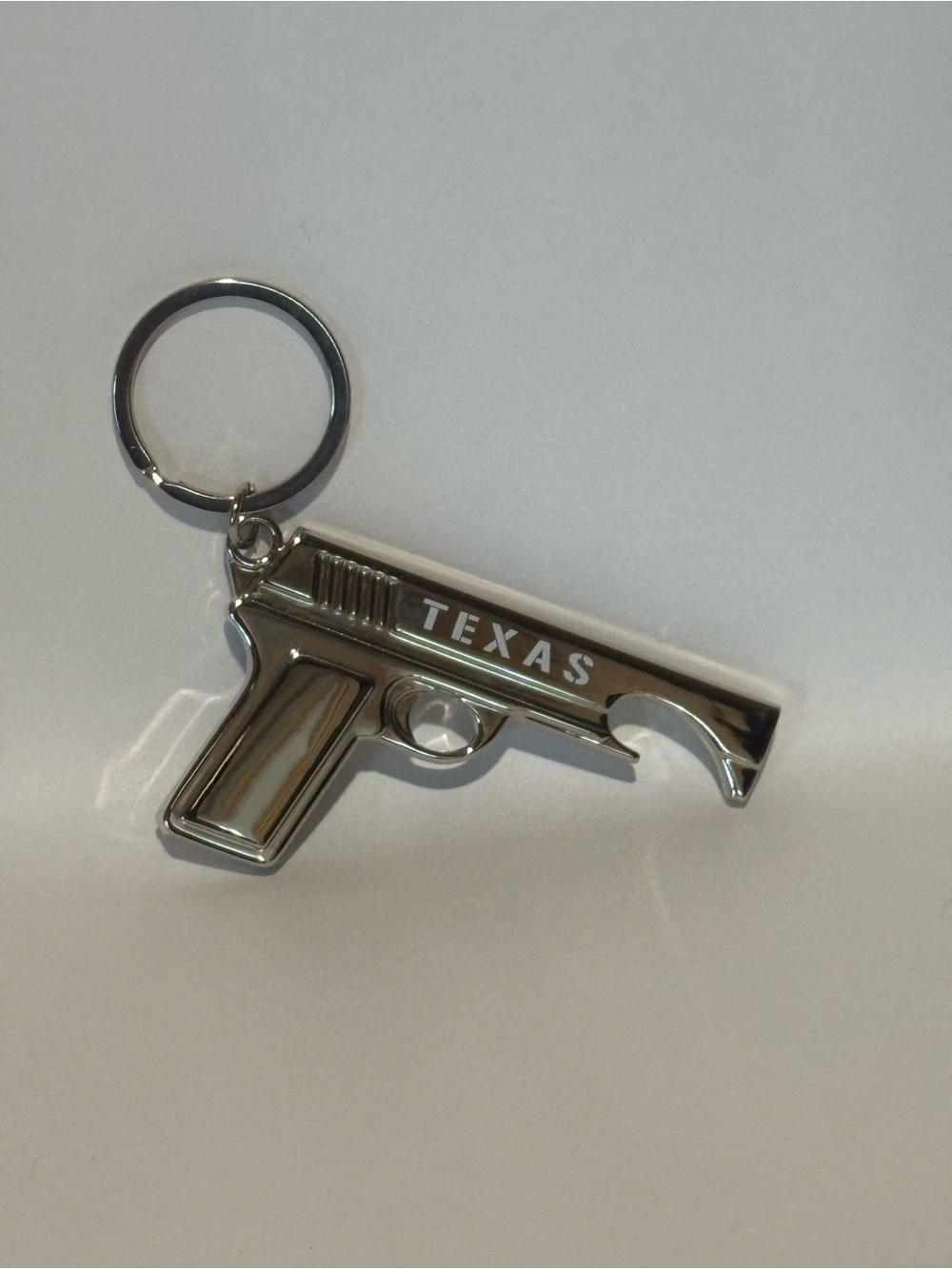 Texas Silver Gun-Shaped Keychain - nwot
